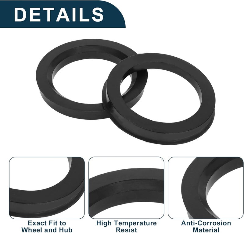 TUCKBOLD Car Wheel Hub Centric Rings Durable Wheels Center Shaft Shock Absorbing Hubrings Black 2 Pcs OD 75.1mm to ID 57.1mm Polycarbonate - Image 5